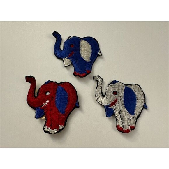 Vintage Lot Of Political Elephant Patches Patch Red Blue White Set PB4J - Picture 1 of 2